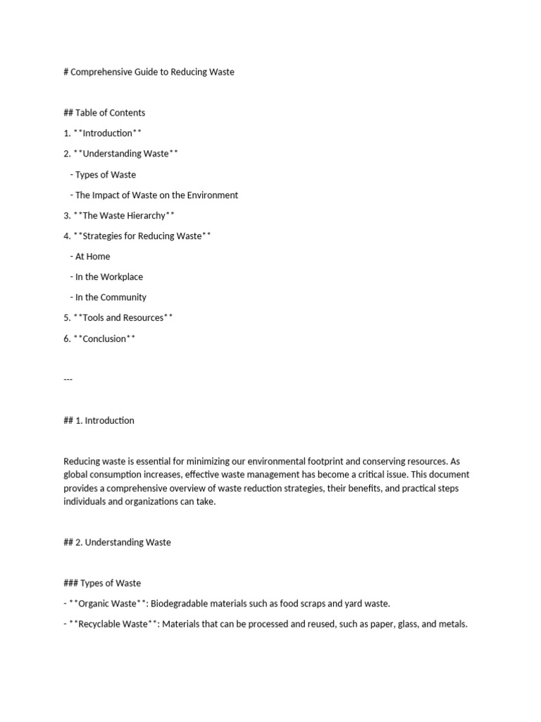 Reducing Waste Products Examples