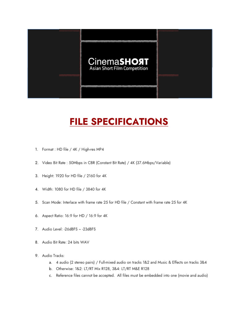 CINEMASHORT-FILE-SPECIFICATIONS-v3a | PDF
