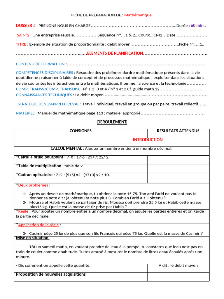 Contenu de Formation Competences Disciplinaires: Dossier | PDF