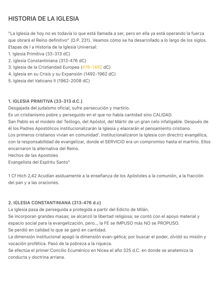 Historia de La Iglesia | PDF