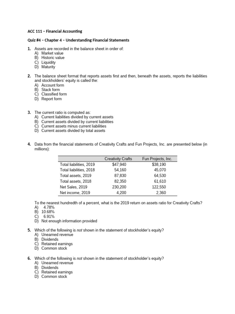 Chapter 4 - Practice For Exam (Student) | PDF