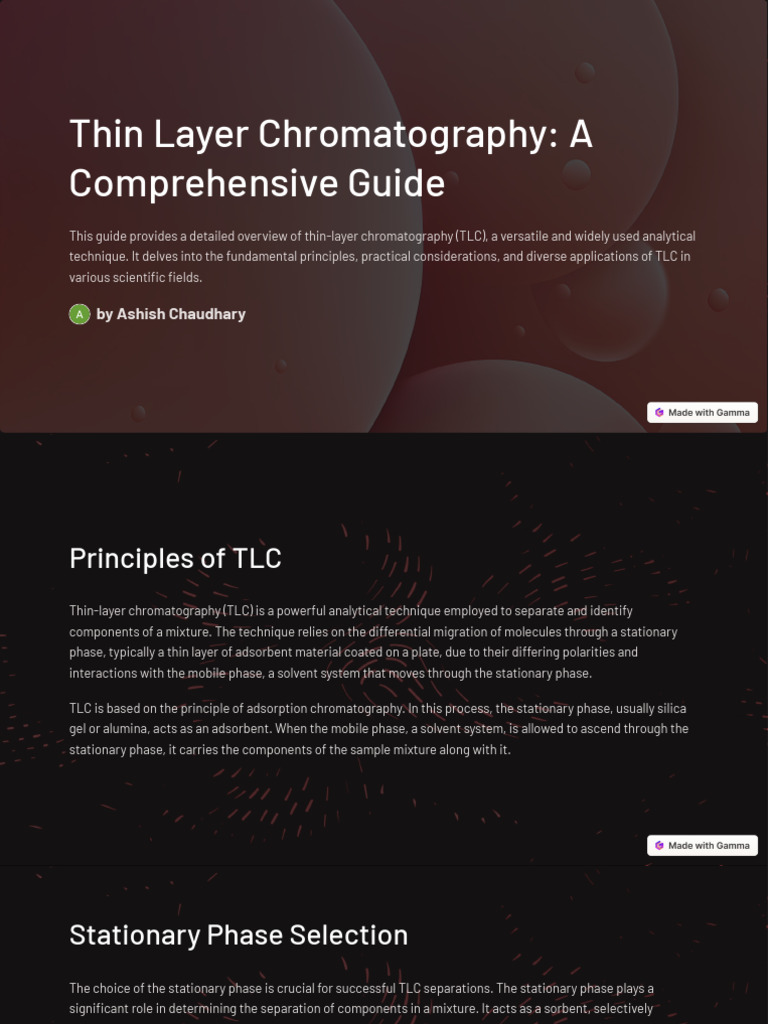 Thin Layer Chromatography Guide | PDF | Science & Mathematics