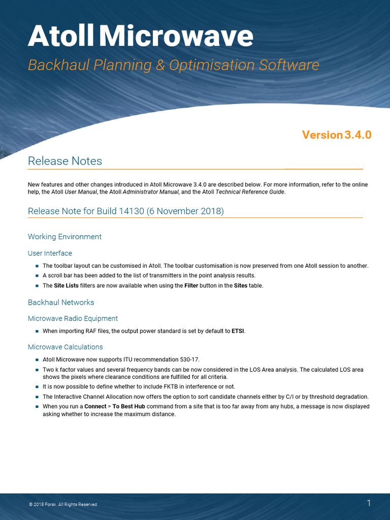Atoll 3.4.0 Release Notes Microwave | PDF