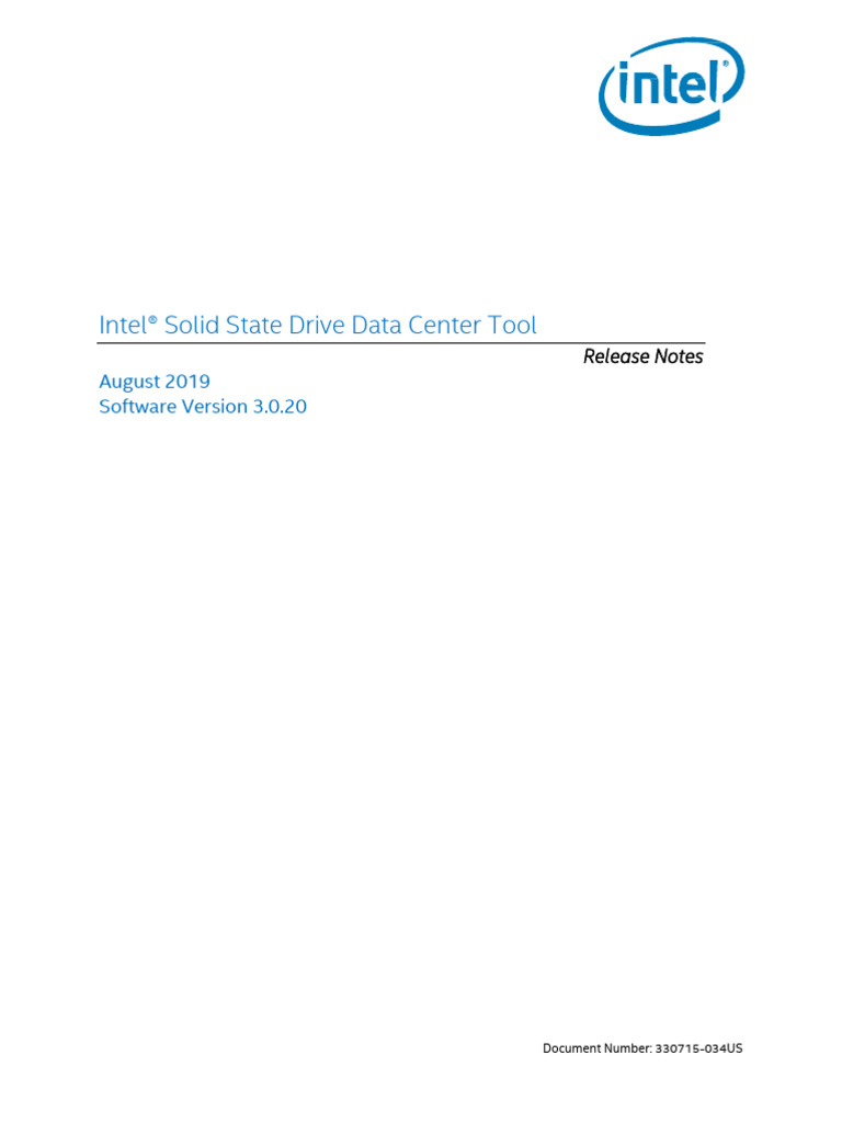 Intel SSD Data Center Tool 3-0-20 Release Notes-330715-034US | PDF