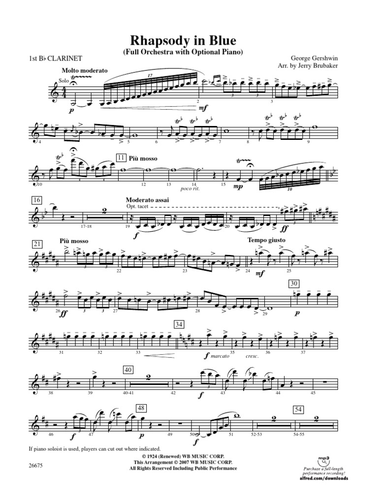 Rhapsody in Blue - 1st B-Flat Clarinet | PDF
