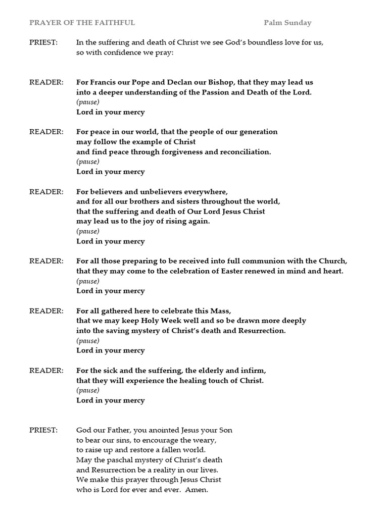 Palm Sunday Prayers Pdf