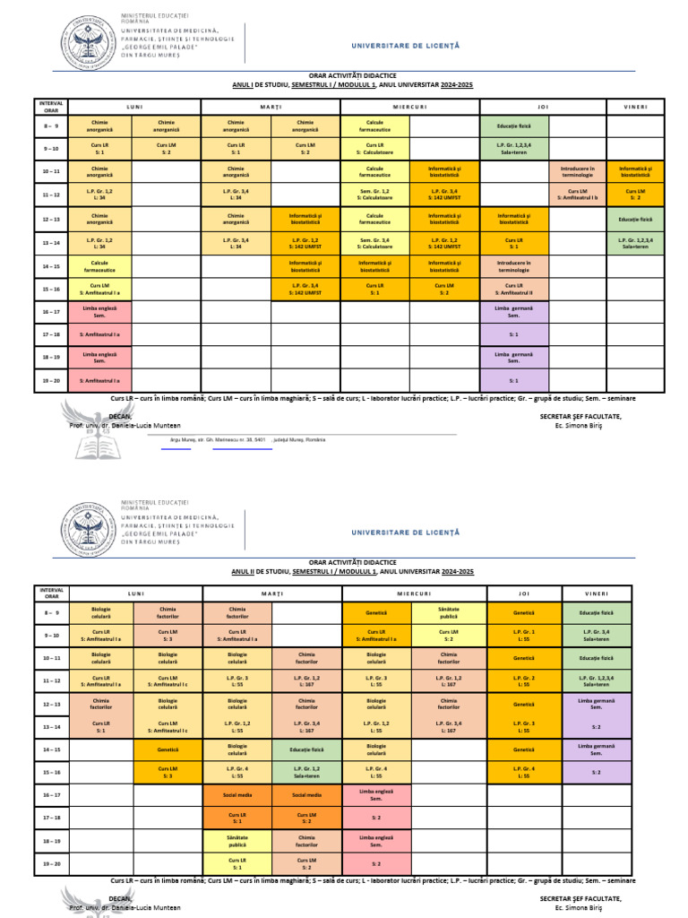 Orar Semestrul I Modulul 1 2024 2025 FAR | PDF