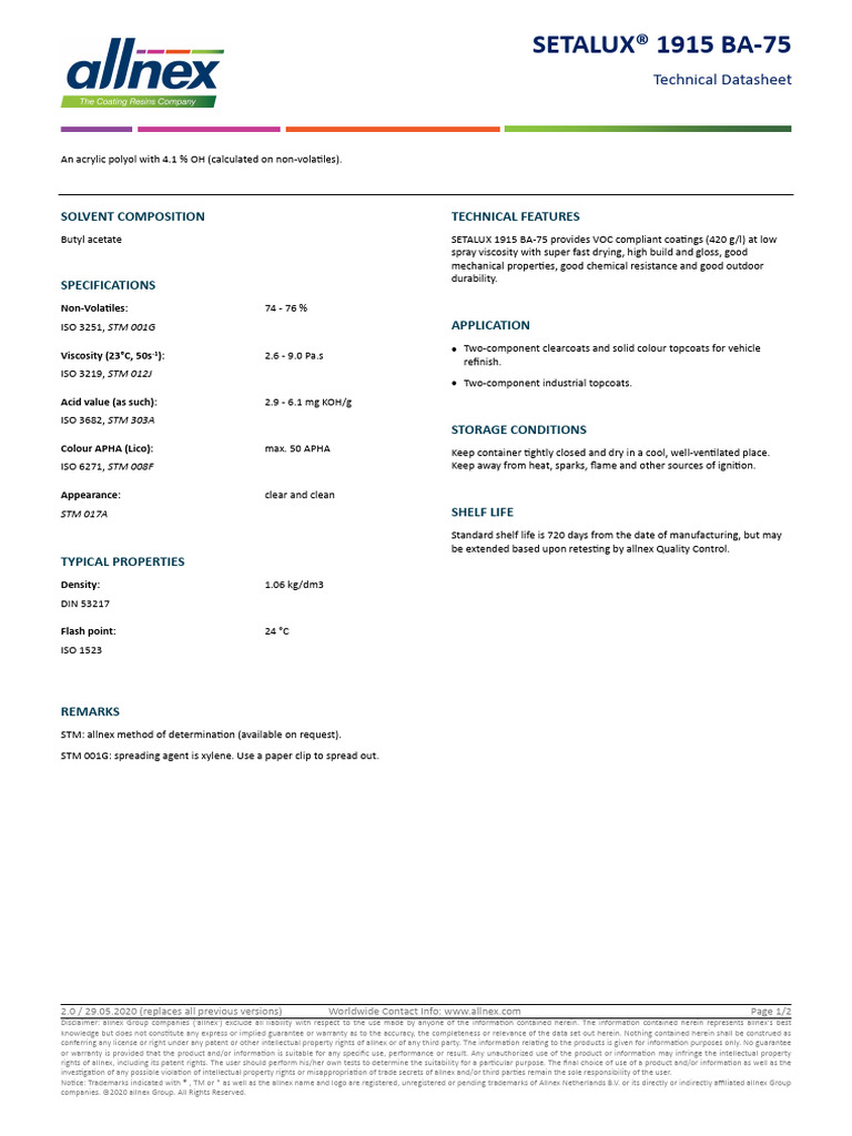 Setalux 1915 Ba 75 - en - A4 | PDF