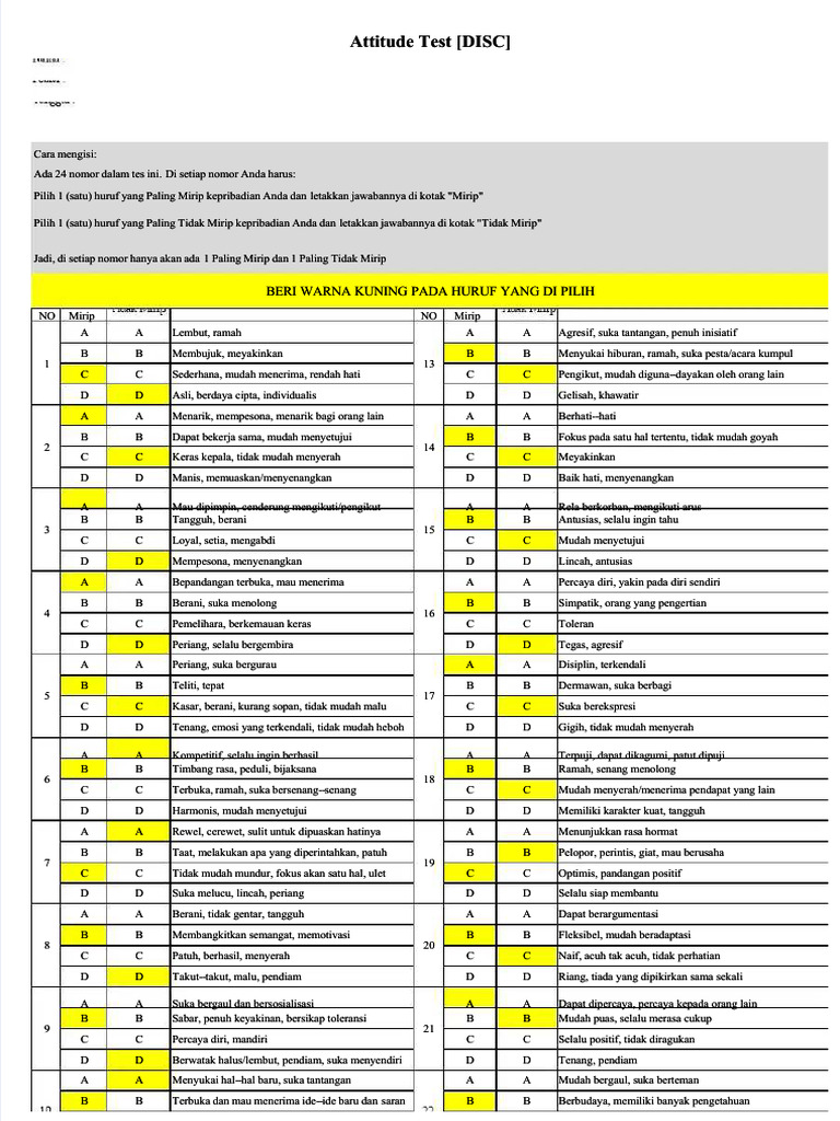 PDF Lembar Soal Dan Jawaban Disc - Compress | PDF
