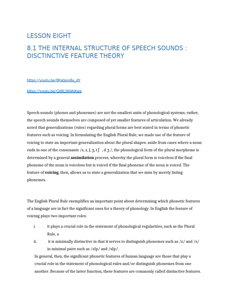 Distinctive Feature Theory | PDF