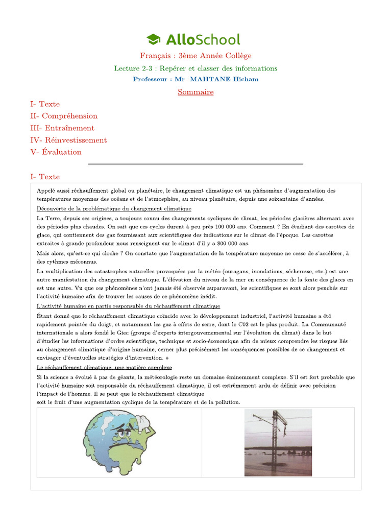 Lecture 2 3 Reperer Et Classer Des Informations | PDF