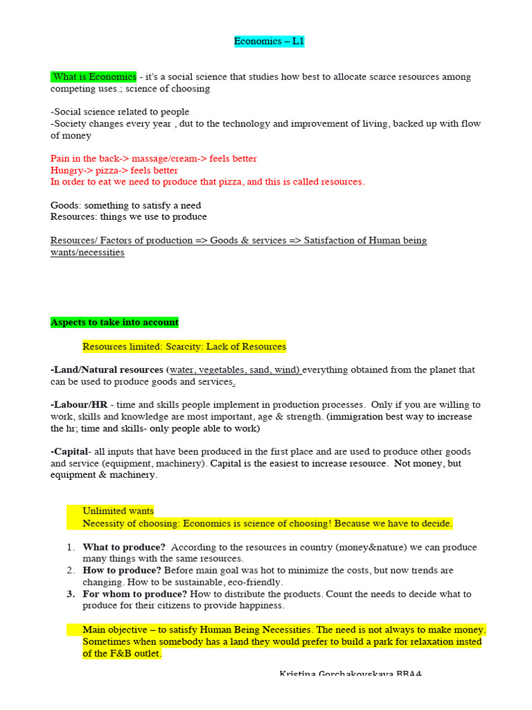 Economics NOTES | PDF
