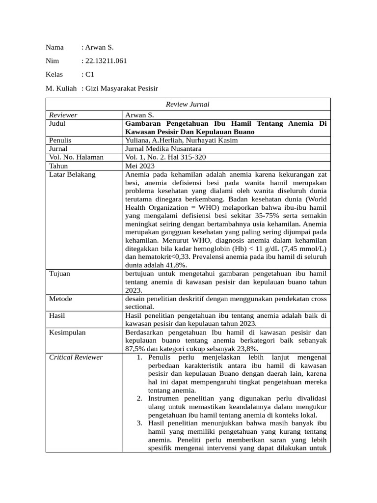 Arwan Reviewer Gizi Pedalaman | PDF