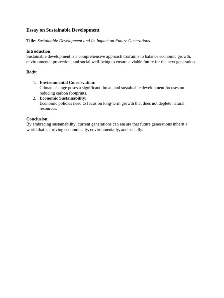 Sustainable Development and Its Impact On Future Generations | PDF