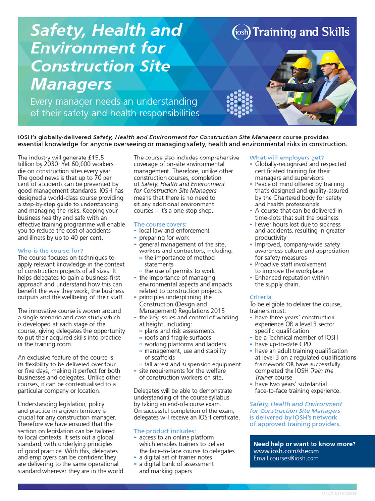 She For Construction Site Managers Factsheet | PDF