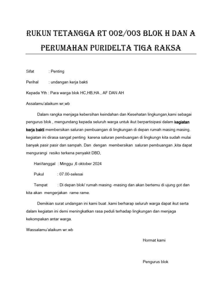Rukun Tetangga RT 002 | PDF