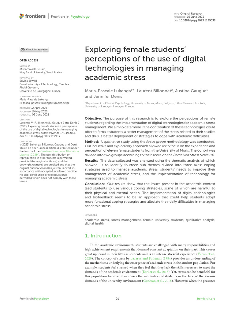 Exploring Female Students' Perceptions of The Use of Digital ...