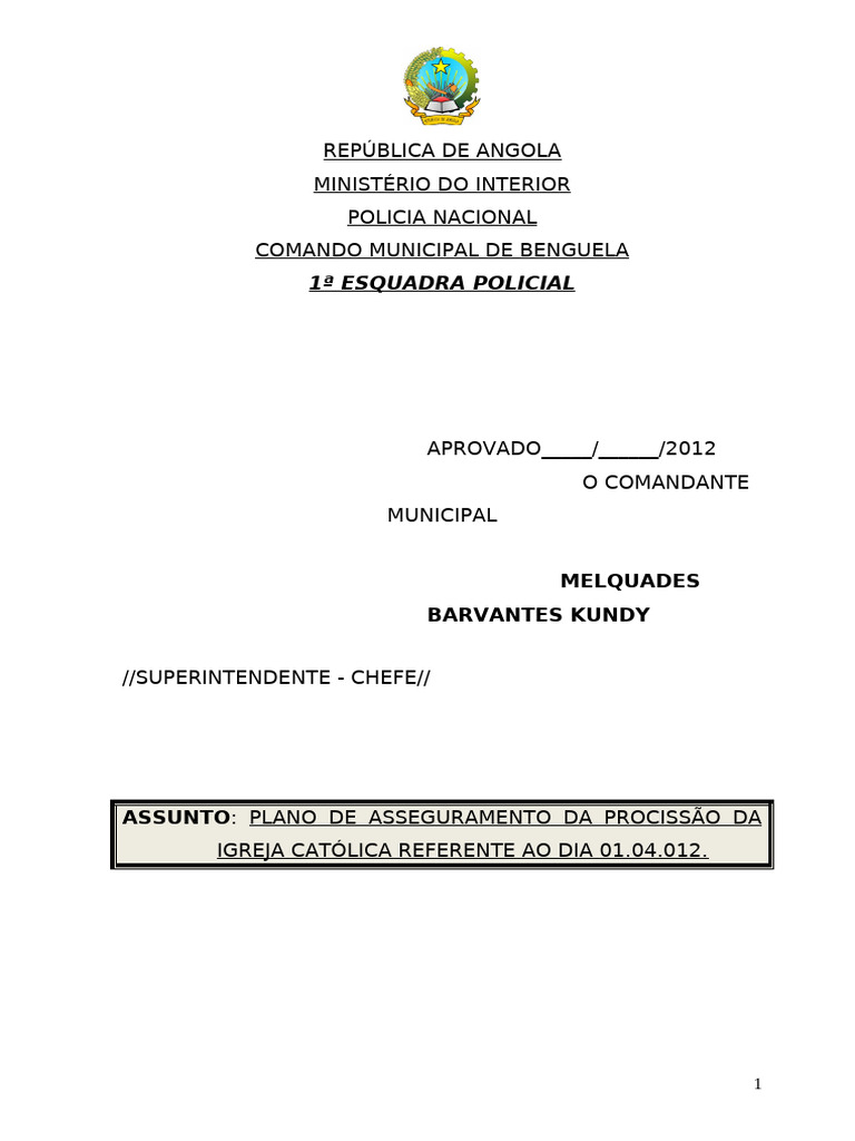 Plano de Asseguramento de Processão Da Igreja Católica. | PDF