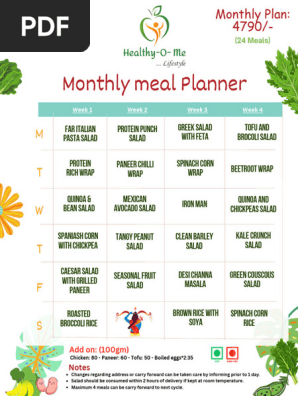 Healthy-O-Me Monthly Meal Plan