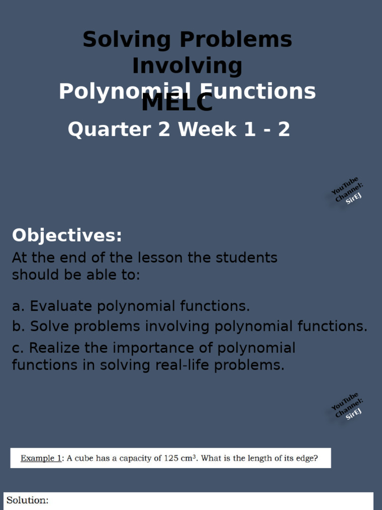 Quarter 2 Lesson 3 Solving Problems Involving Polynomial Function | PDF