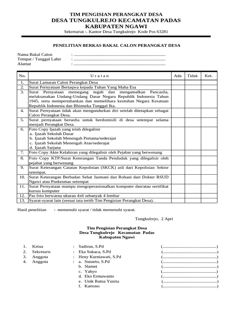 Form Penelitian Berkas | PDF