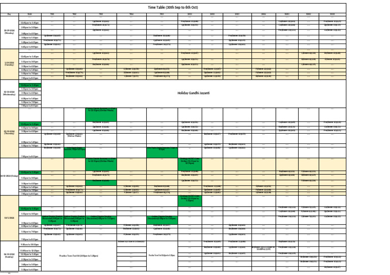 MEDICAL TIME TABLE - 30-09-2024 To 06-09-2024-1 | PDF