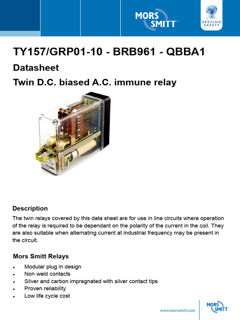 Datasheet Qbba1 Signalling Relay | PDF