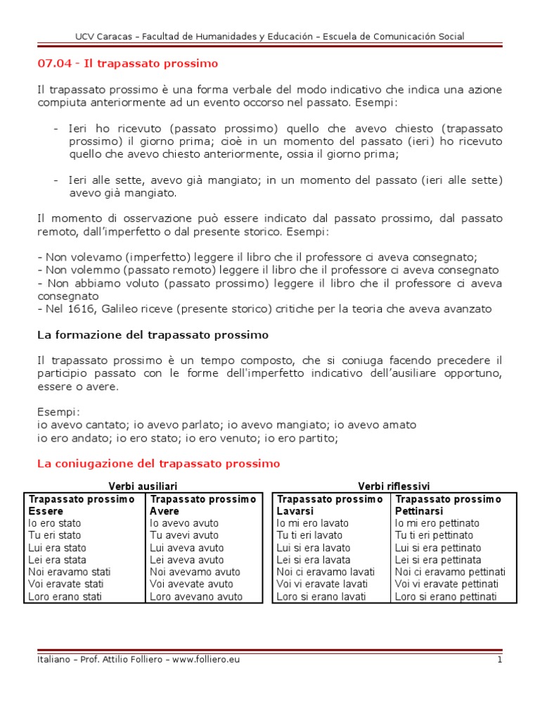 07 14 Trapassato Prossimo