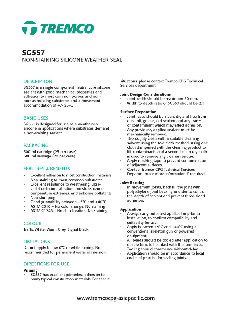 TDS - Tremco CPG APAC - SG557 | PDF