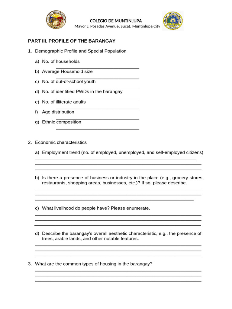Barangay Needs Assessment | PDF
