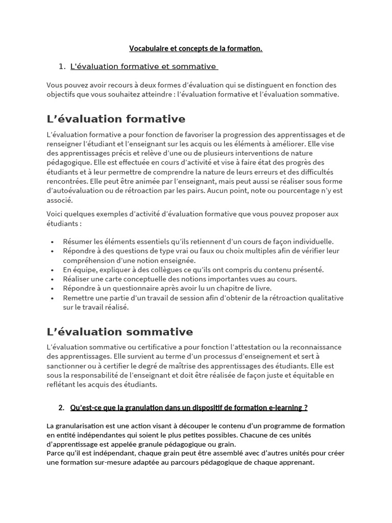 Évaluation formative et sommative définies | PDF | Évolution de ...