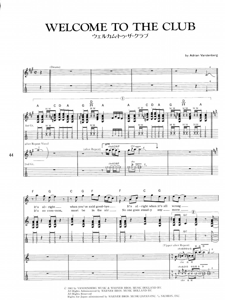 Vandenberg - Welcome To The Club | PDF