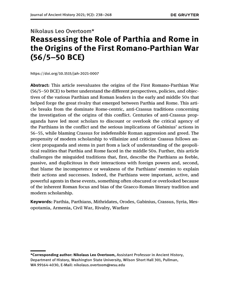 Reassessing The Role of Parthia and Rome | PDF