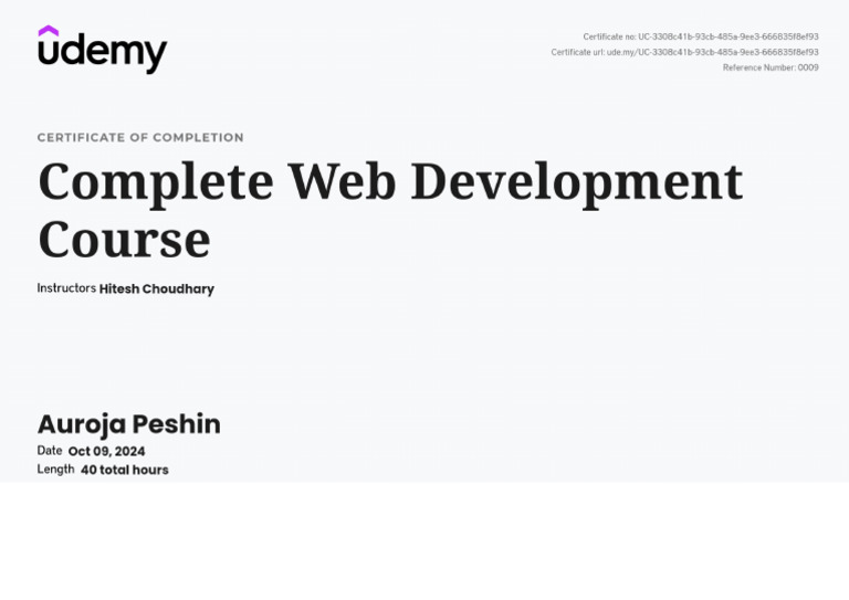 Udemy Certificate | PDF