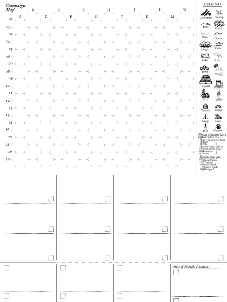 Blank Hex Map Pocketmod One Page Zine NO RULES | PDF
