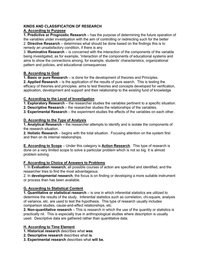 Kinds and classification of research pdf career growth