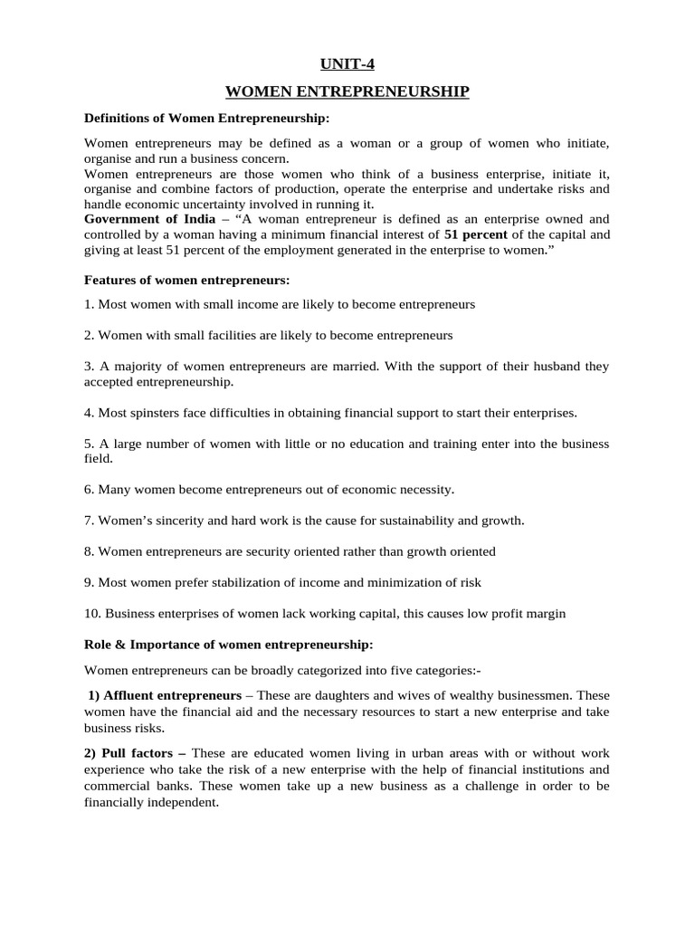 Women Entrepreneurship in India: Overview | PDF