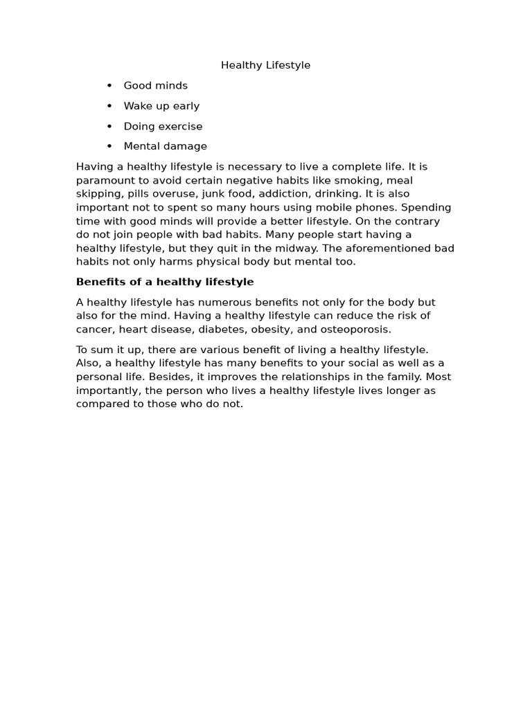 Healthy Lifestyle Pdf