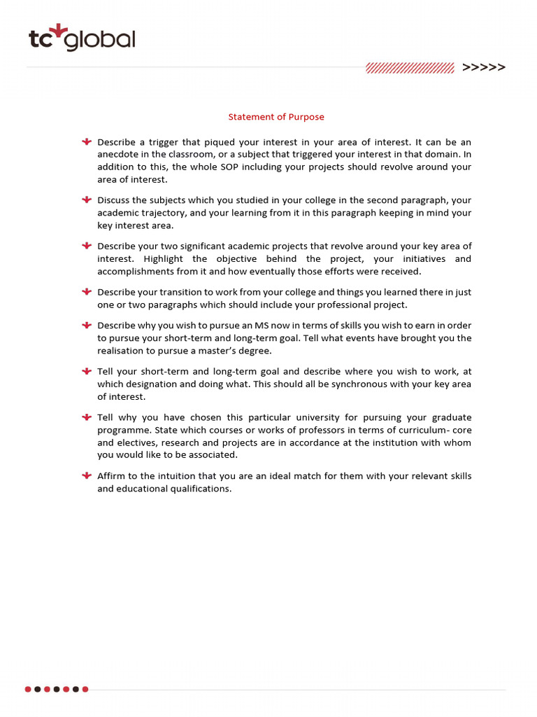 Statement of purpose guidelines pdf