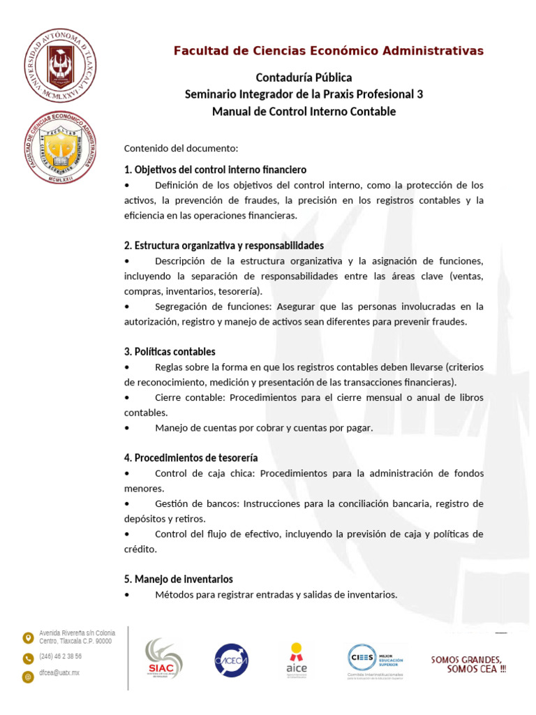 Manual de Control Interno Contable | PDF