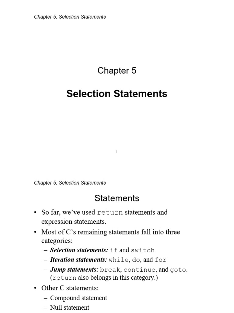 Chp 5 Selection Statement | PDF