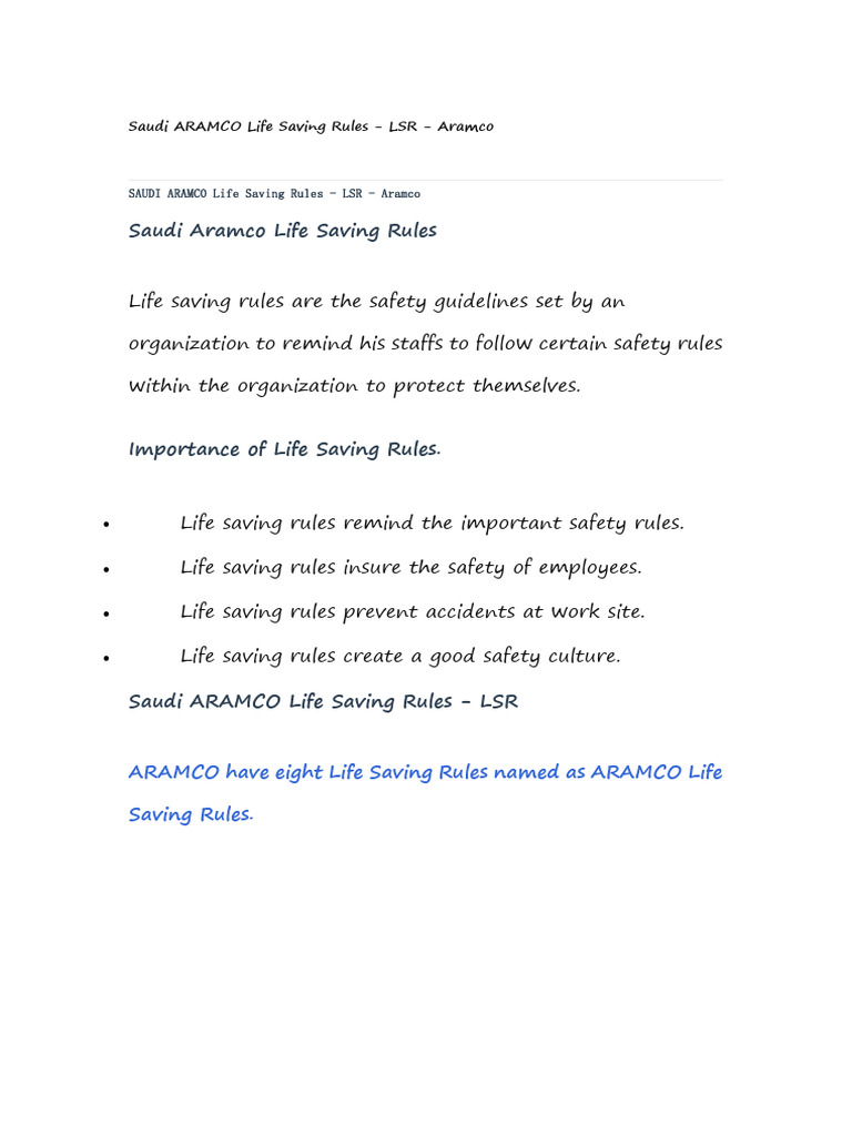 3.11 Life Saving Rules | PDF