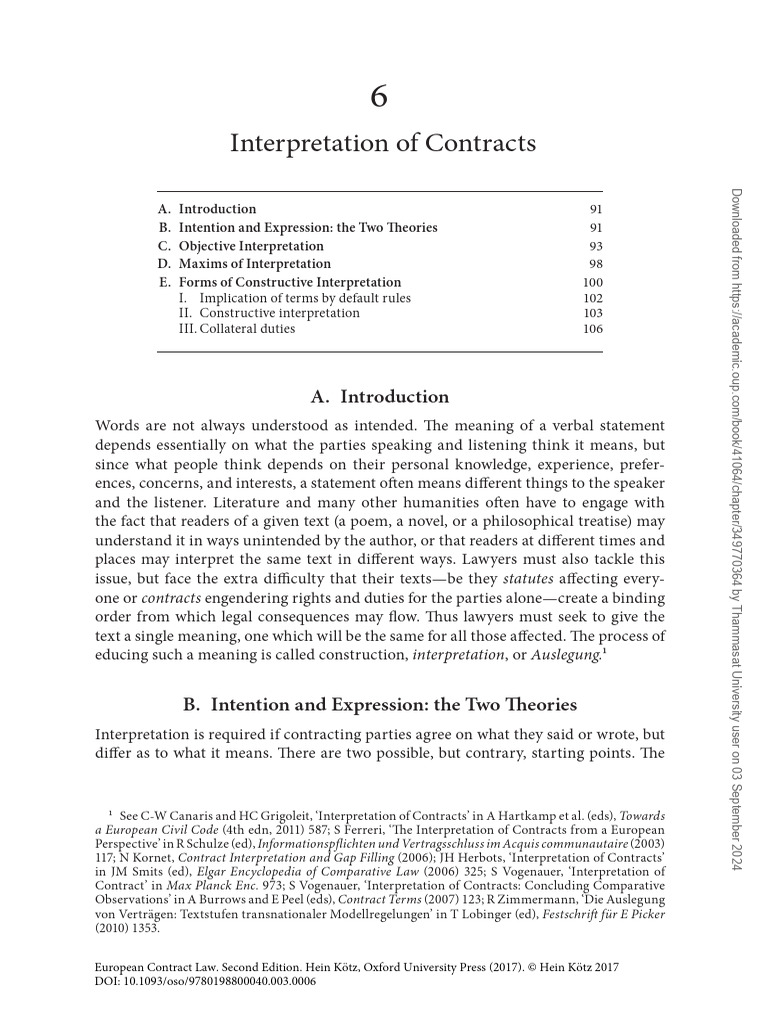 Contract Interpretation Theories Explained | PDF | Contractual Term ...