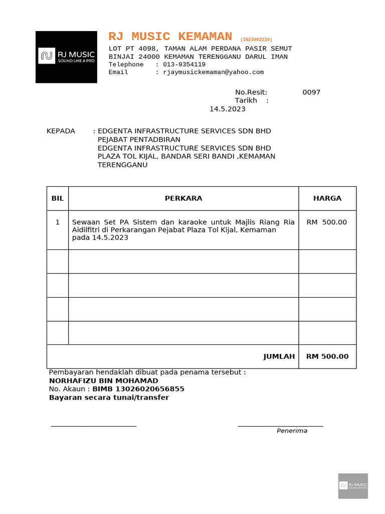 Resit Rasmi Pa Sistem | PDF