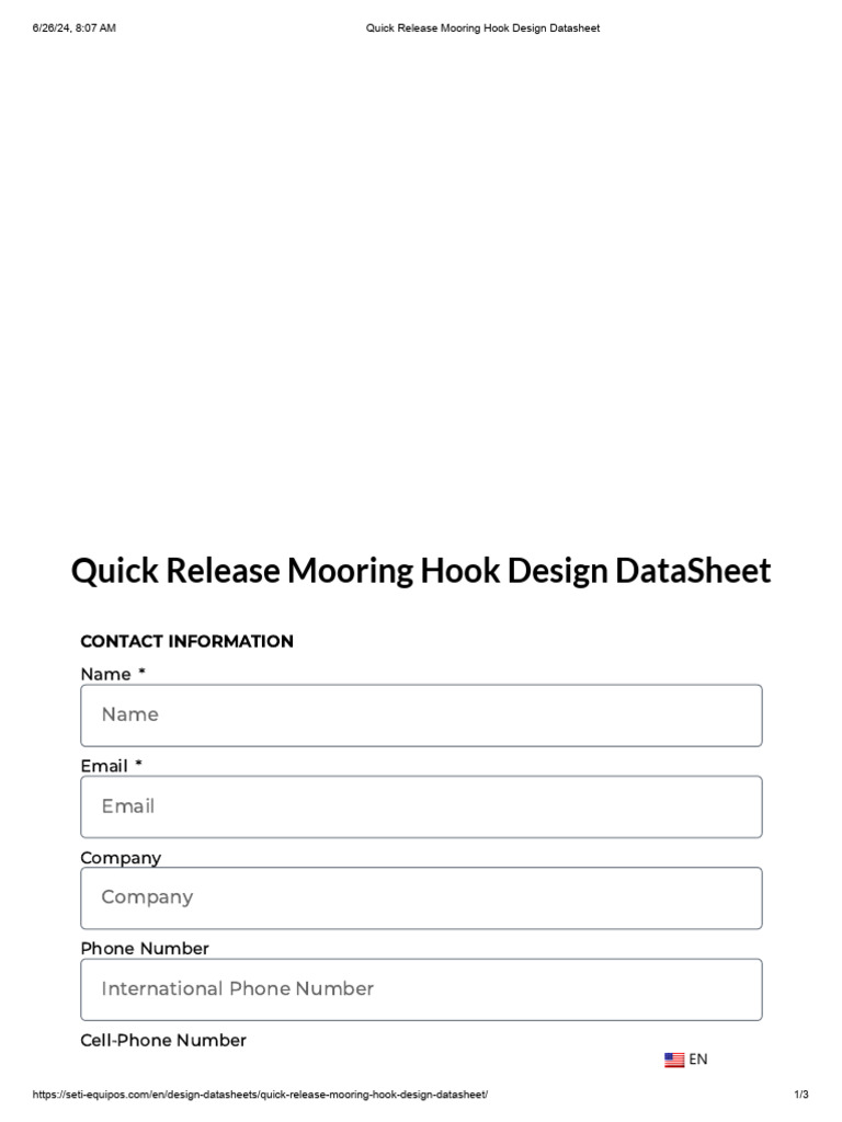 Quick Release Mooring Hook Specifications | PDF