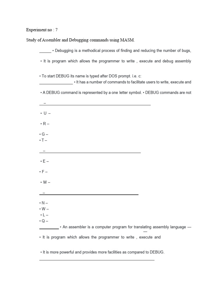 MASM Assembler and Debugging Guide | PDF | Assembly Language | Computing
