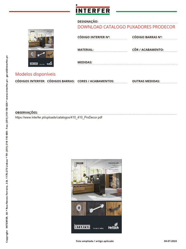 Catálogo de Puxadores Prodecor | PDF