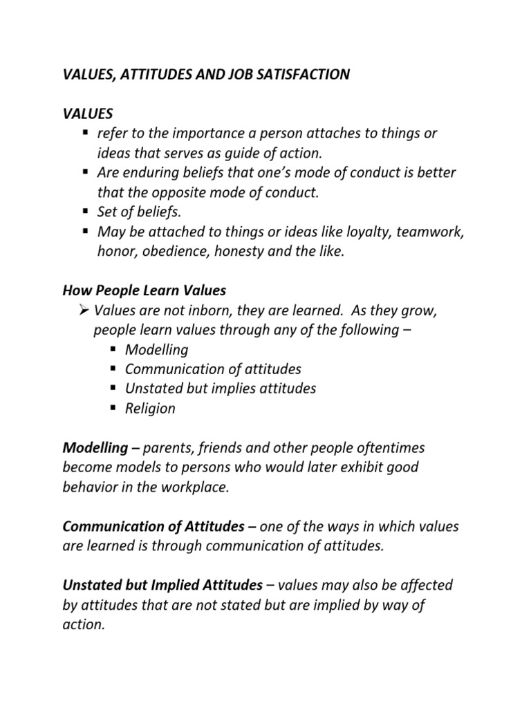 HBO ValuesAttitudes and Job Satisfaction | PDF | Motivation | Motivational