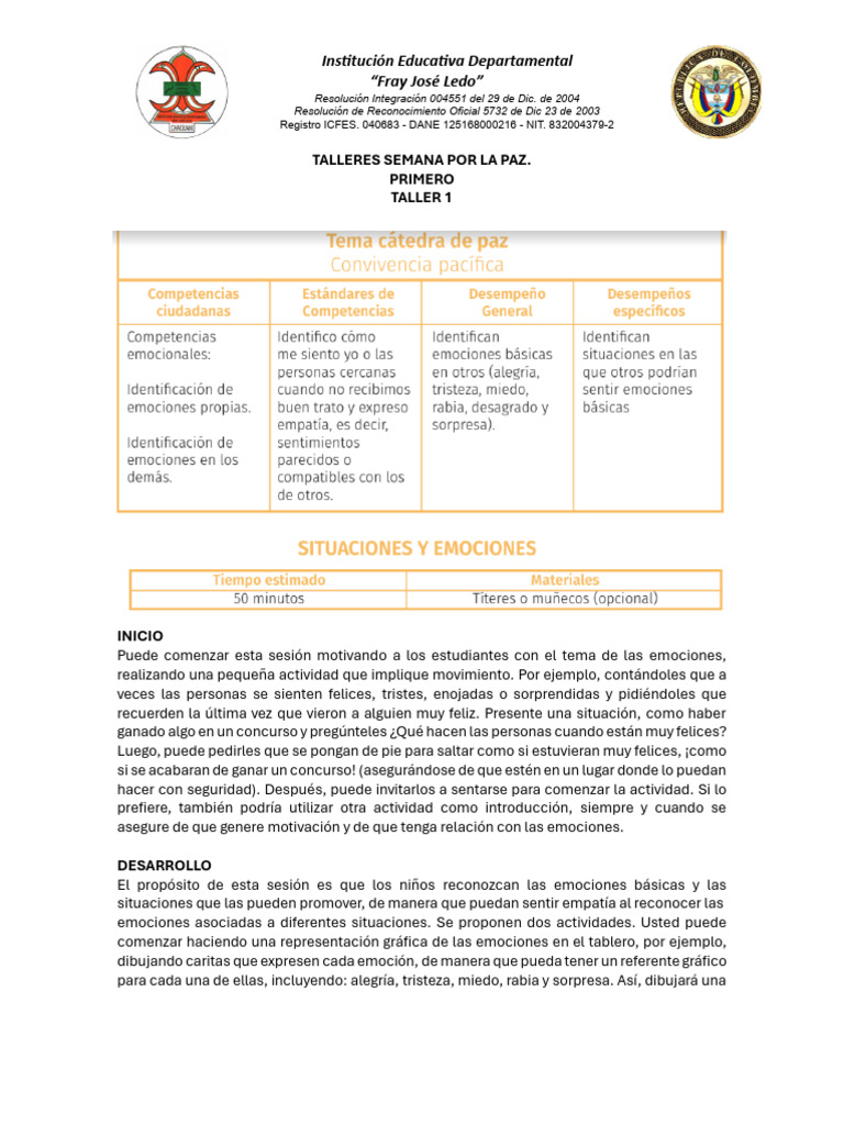 Talleres de Emociones para Niños | PDF | Las emociones | Temor