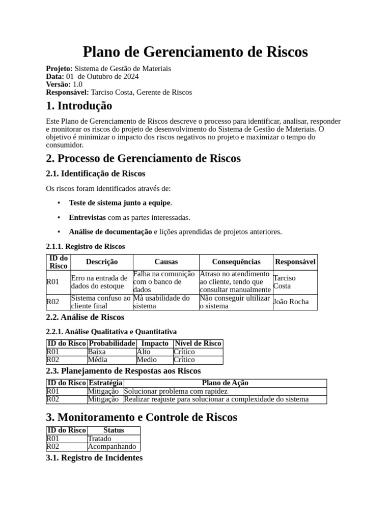 Gerenciamento de Riscos em Projetos de TI | PDF | Risco | Informática
